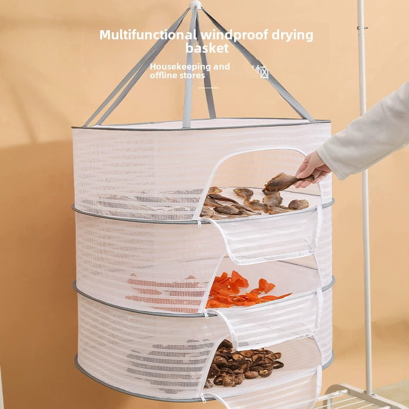 Daniel, blue sun -dried vegetables, dried fish, dried fish cage drying nets, dry goods artifacts, folding balcony drying baskets