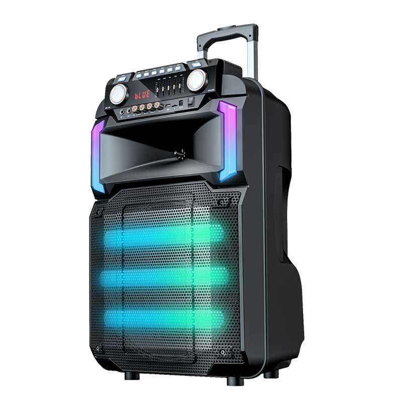 HOXEN L-1511厂家单15寸便携式蓝牙栏杆音箱 无线麦克风K歌