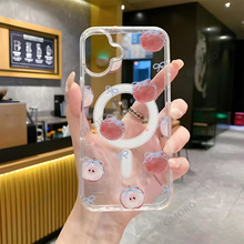 小清新蝴蝶结无线充电17pro手机壳苹果16保护套磁吸透明iPhone15p