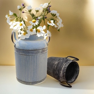 Youmei retro thick surface wave-shaped iron pipe handle milk can dried flower flower arrangement flower tube floral iron desktop decoration