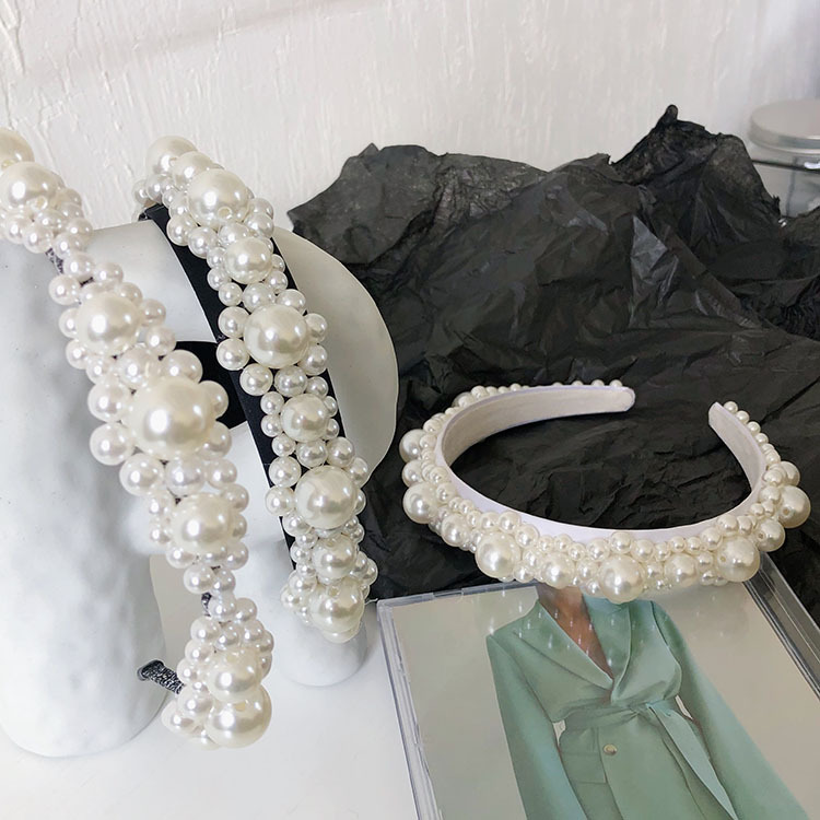 Korean New Fashion Pearl Flower Headband display picture 4