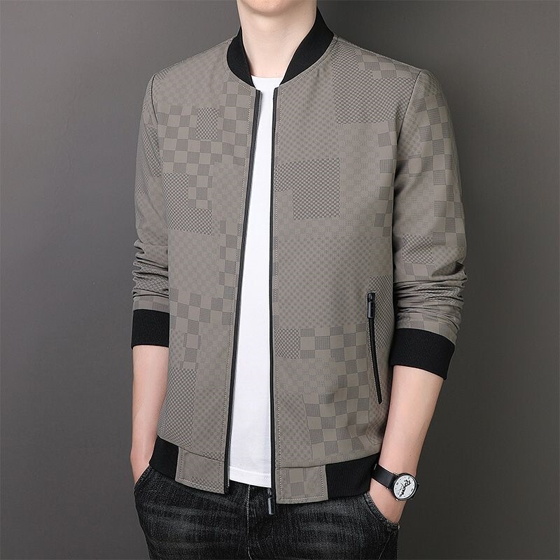 2026 Spring and Autumn Thin Men's Jacket, Baseball Collar Men's Jacket for Young and Middle-Aged Men, Dad's Fashionable Outerwear 2026 Spring and Autumn Thin Men's Jacket, Baseball Collar Men's Jacket for Young and Middle-Aged Men, Dad's Fashionable Outerwear
