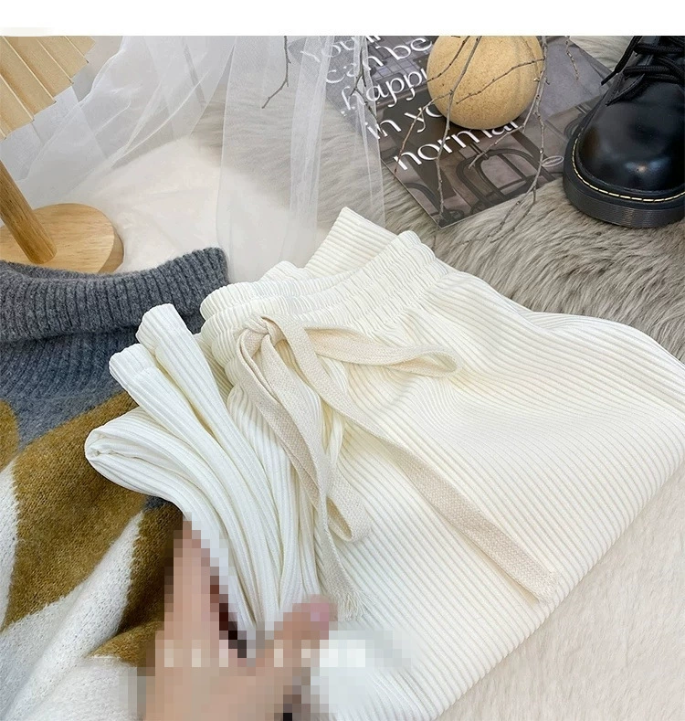 Летние брюки свободного прямого кроя, высокая талия, кулиска — one size, многослойные цвета