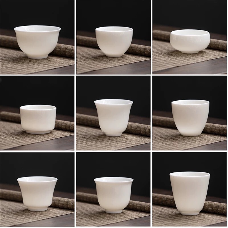 Handmade Sheep Fat Jade White Porcelain Kung Fu Tea Cup Ceramic Household small size Tea Tasting Cup Kung Fu Tea Set Cup Dehua White Porcelain