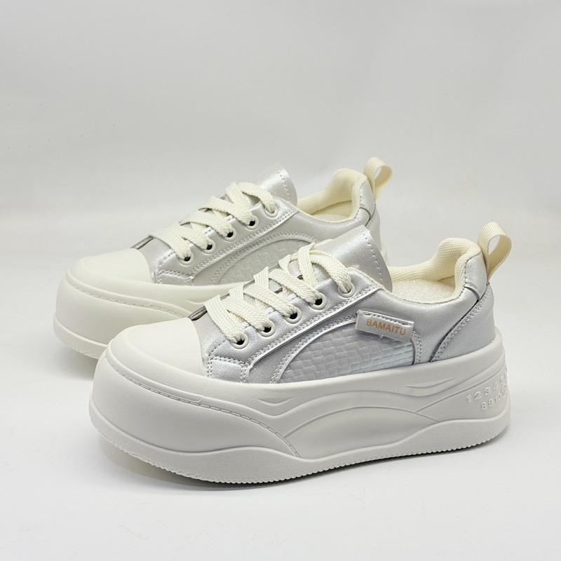 Cross-border thick-soled sneakers, low-profile, high silver, 2026 spring/summer women's loafers, casual sneakers, wholesale export platform shoes