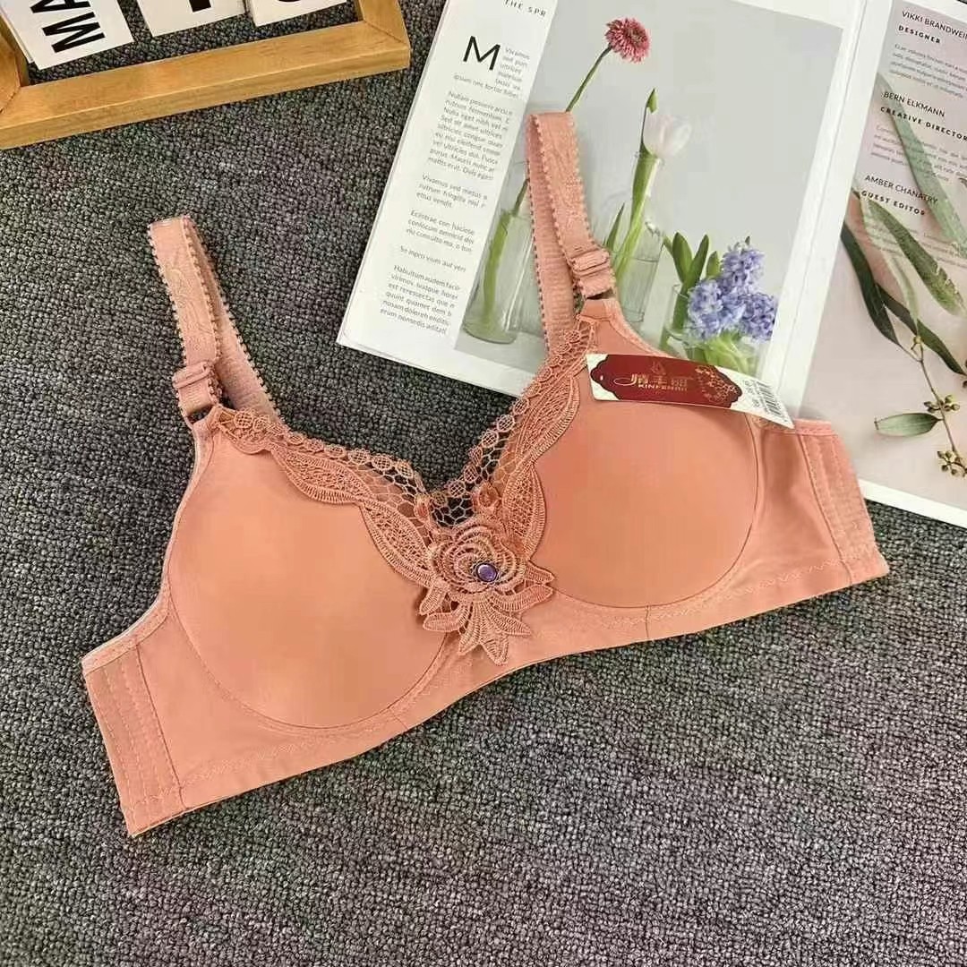2515 bajo precio inalámbrico tamaño grande de lujo se reúnen sin anillo de acero ropa interior tres filas de tres botones de sujetador