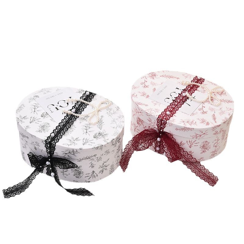 Caja de Regalo Ovalada Estilo Francés para el Día de Año Nuevo y el Festival de Primavera, Caja de Regalo Creativa, Caja de Regalo para el Cumpleaños de un Mejor Amigo, Caja de Embalaje para Repostería