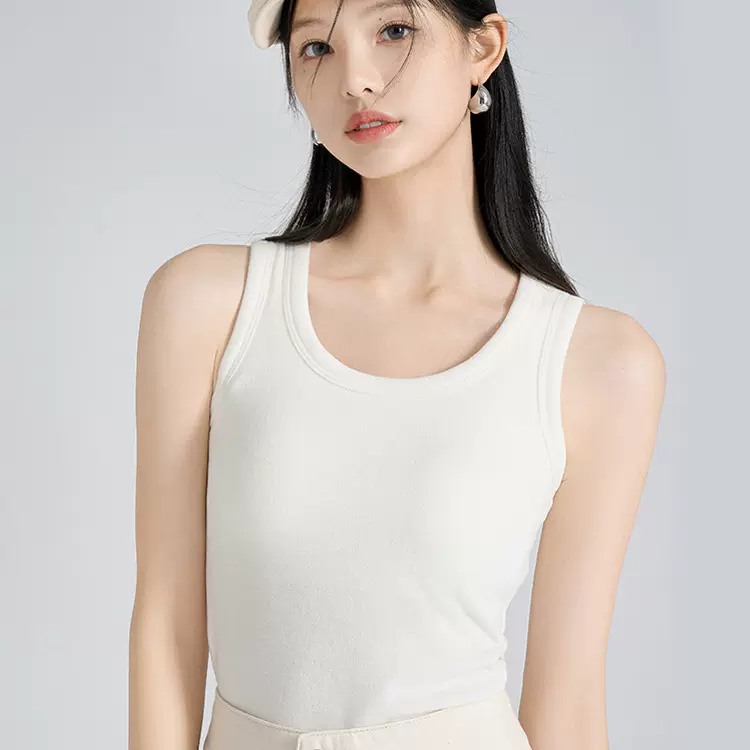 百搭三色胶囊背心德绒保暖内衣女带胸垫弹力修身内搭打底可外穿