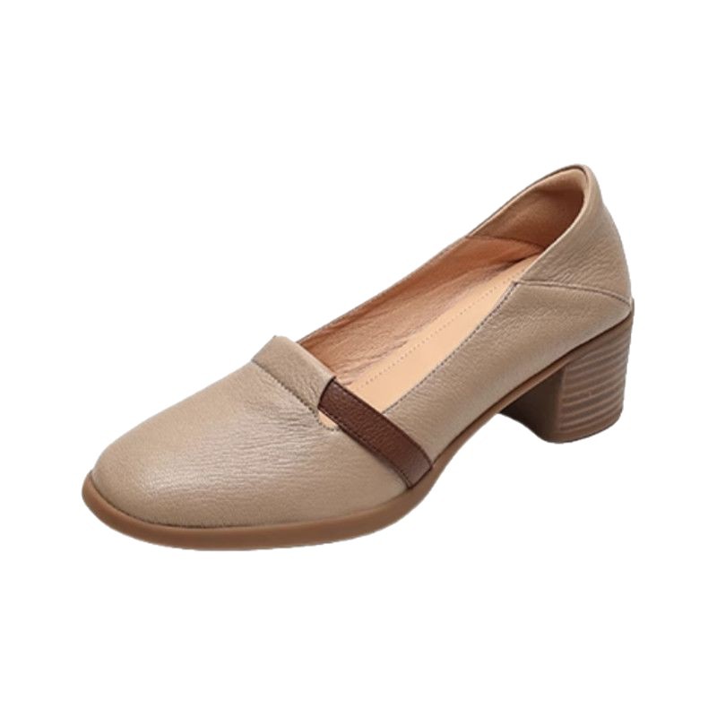 2026 nuevos zapatos de verano para mujeres de hadas francesas suaves zapatos poco profundos zapatos lefour de talón grueso
