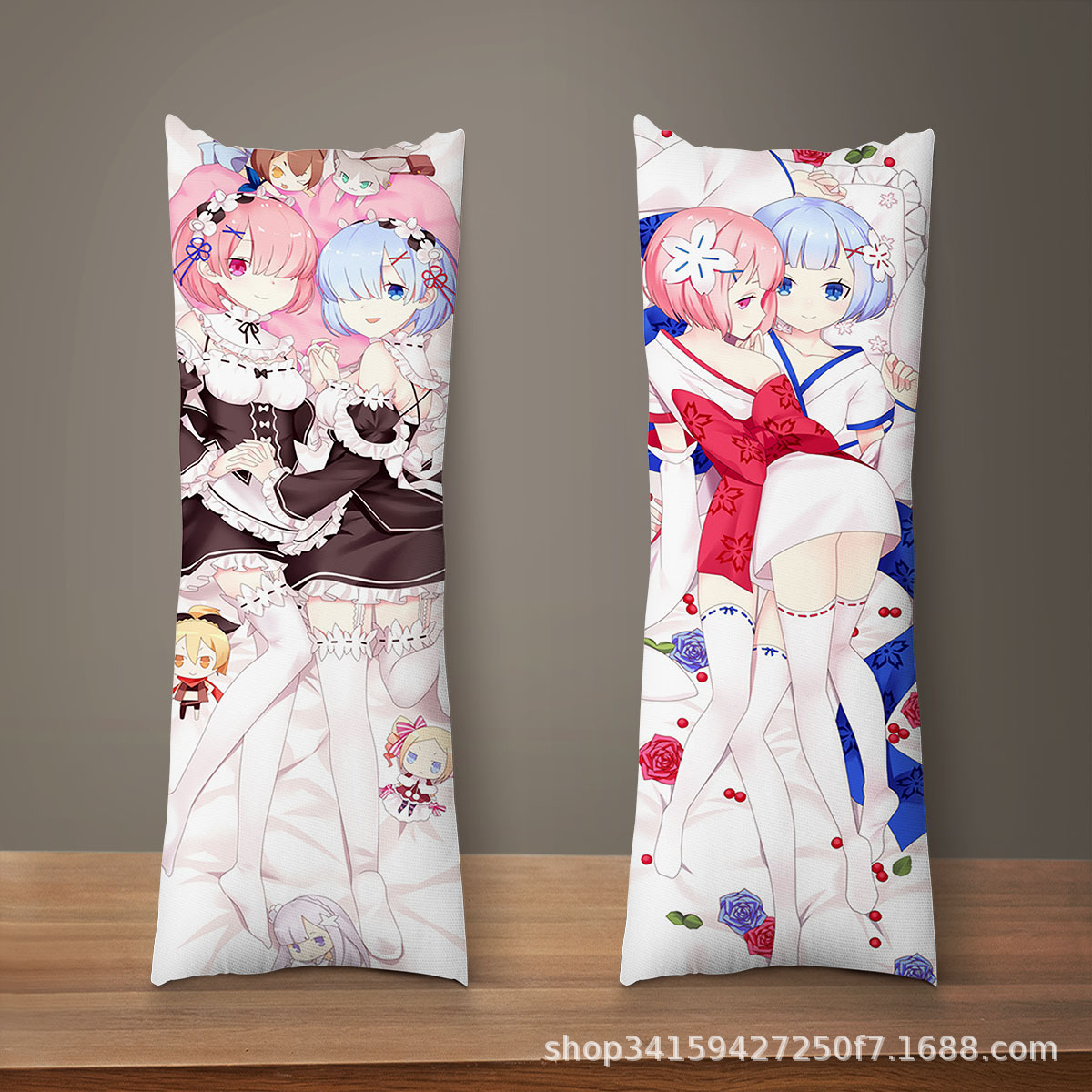 Rem Ram gyvenimo dydžio kūno pagalvės užvalkalas iš Re:Zero