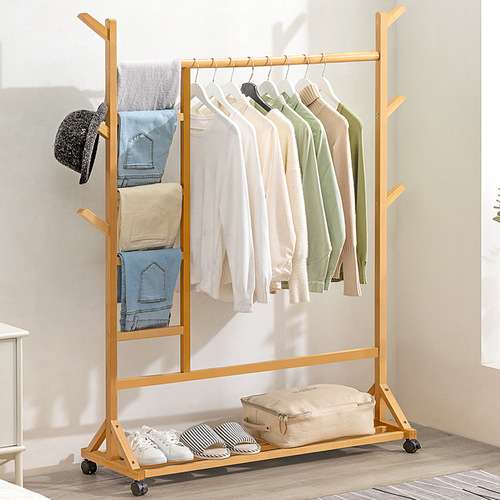 Clothes rack, household trouser rack, children's coat rack, floor-standing solid wood simple and simple modern bedroom clothes rack