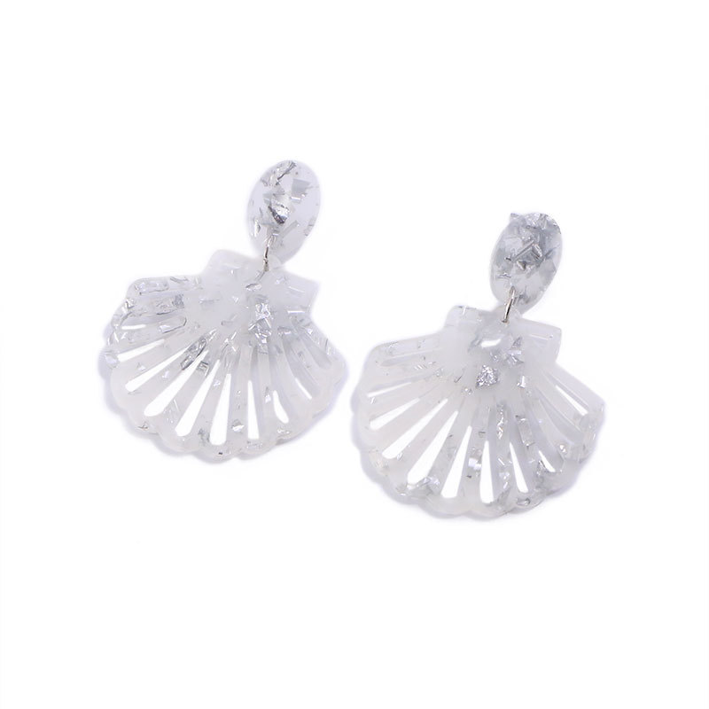 Korea New White Shell Earrings Creative Transparent Acrylic Earrings display picture 1