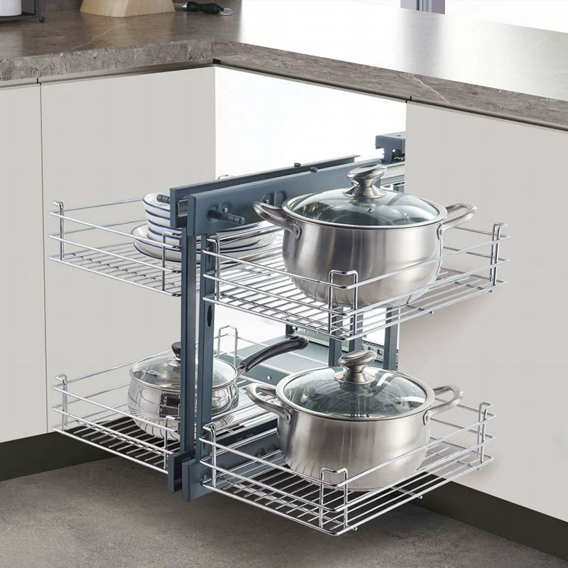 Кухонный шкаф, хрустальная угловая корзина, двухслойный ящик для хранения, проволочная корзина с полностью открытым углом, маленькая корзина для монстров