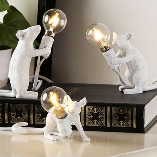 Cross-border cartoon mouse table lamp Nordic animal lamps living room dining room bedroom clothing store resin ornaments bedside lamp