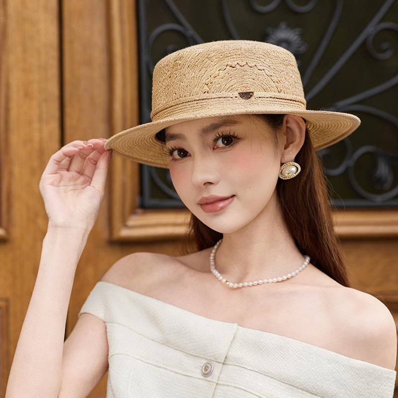 Mũ rơm nữ vành rộng phong cách Pháp Old Money, đỉnh phẳng rỗng, che nắng đi biển — Màu sắc