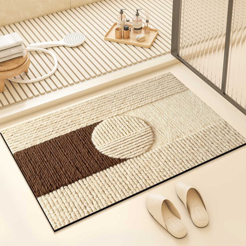 Bathroom Floor Mat, Bathroom Entrance Water-Absorbing Quick-Drying Floor Mat, Non-Slip Dust-Removing and Dirt-Resistant Household Door Mat Bathroom Floor Mat, Bathroom Entrance Water-Absorbing Quick-Drying Floor Mat, Non-Slip Dust-Removing and Dirt-Resistant Household Door Mat