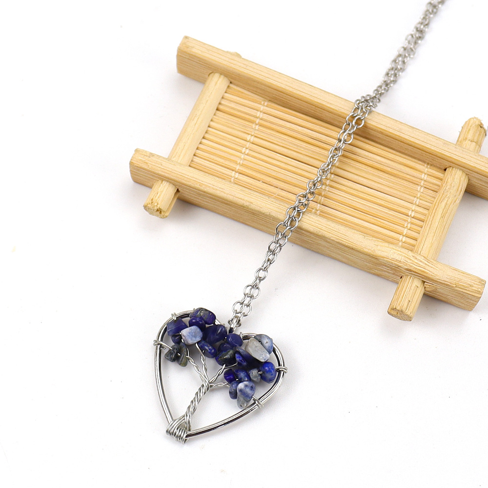 10g Weight Alloy Pendant Material Pendant Necklace Classification Alloy Chain Material 1 Piece Quantity Holiday, Daily Occasion Alloy, natural stone, Agate Material Tree, Heart Shape Pattern Women's Gender Beaded, Hollow Out Design Pastoral, Simple Style, IG Style Style IG Style Pastoral Simple Style Tree Heart Shape Alloy Natural Stone Agate Wholesale Pendant Necklace 10