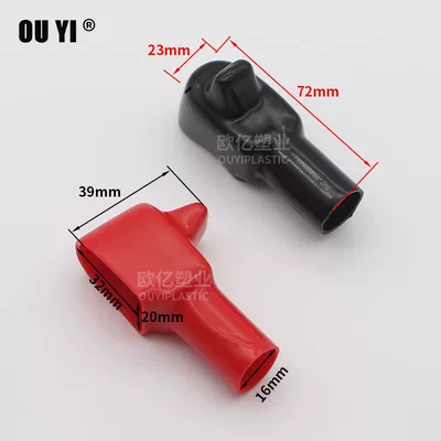 Car on the line of fire – Terminal Protective Cover - small-pointed-tip-50-red-and-50-black