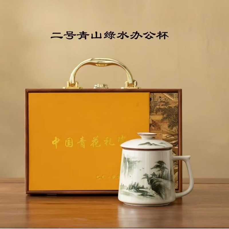 草木灰手绘陶瓷杯马克杯个人专用茶水分离过滤办公杯带盖茶杯LOGO|undefined