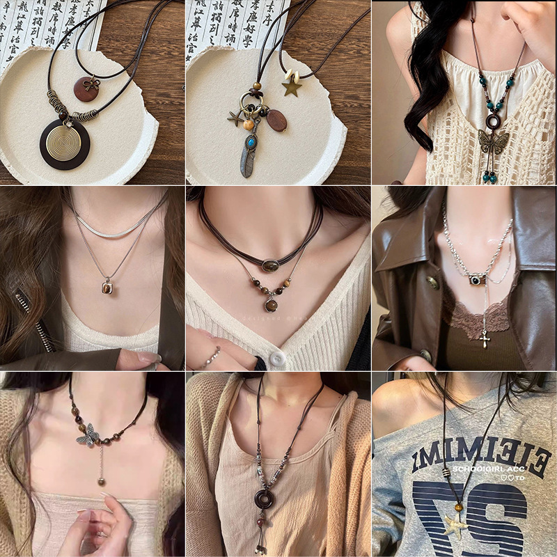 Retro Style Bohemian Necklace for Girls, Accessible Luxury Niche Design, Versatile and Unique Stylish, Long Chain Sweater Chain Accessories