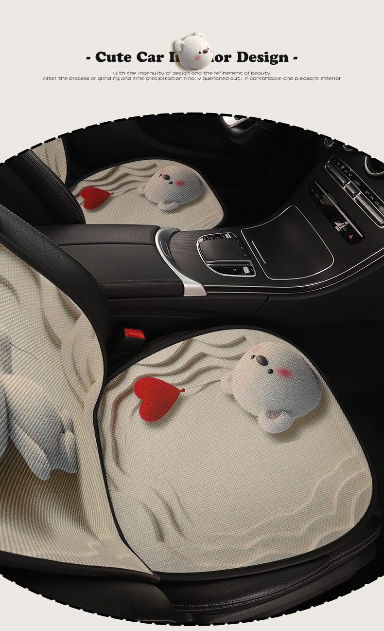 New Cartoon Car Seat Cushion, Cute Cushion, Universal Seat Cushion for Five Seats in All Seasons, Breathable and Stain-Resistant, Car Interior Decoration