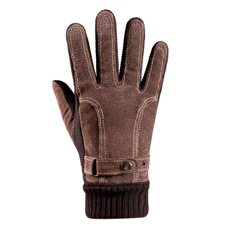 Guantes térmicos para hombres y mujeres de piel de cerdo acanalada engrosada cálido dedo completo guantes de pantalla táctil ciclismo deportes guantes de otoño e invierno
