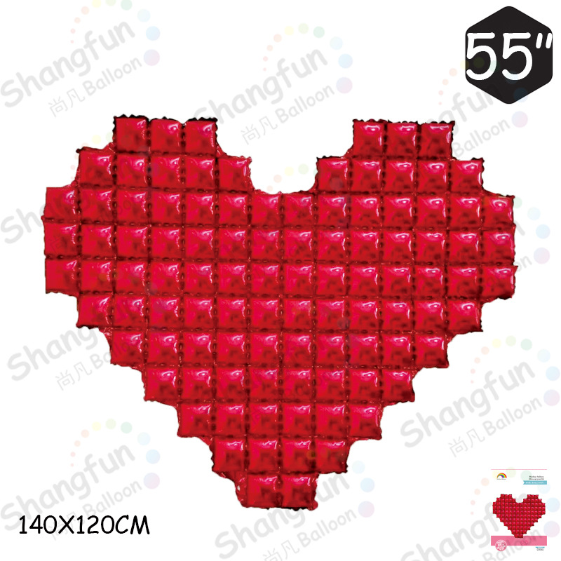 方块爱心背景墙红色1