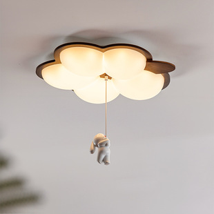 Japanese Retro Marshmallow Bedroom Ceiling Lamp with Rabbit Mid-Century Style Walnut Wood Grain Master Bedroom Room Lamp Casa