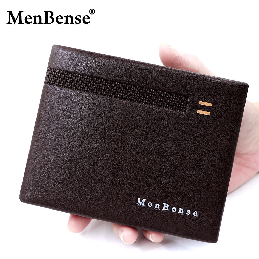 Nuevo tipo transfronterizo de cartera corta para hombres bisagra horizontal línea oscura bolsa de tres plegables cartera para hombres bolsa de cambio clip al por mayor