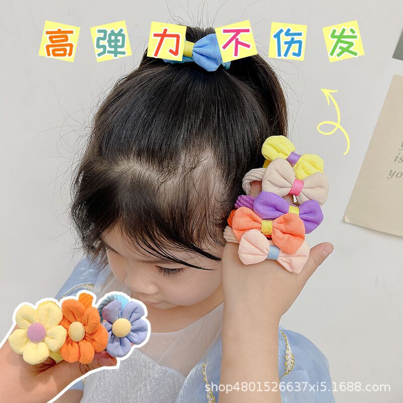Children's Korean-style flower bow rubber band all-match fresh hair band girl girl cute head rope towel ring hair accessories Children's Korean-style flower bow rubber band all-match fresh hair band girl girl cute head rope towel ring hair accessories