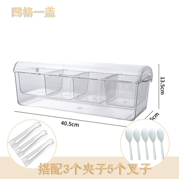 [透明【4格一盖沙拉盘】配3夹5叉]