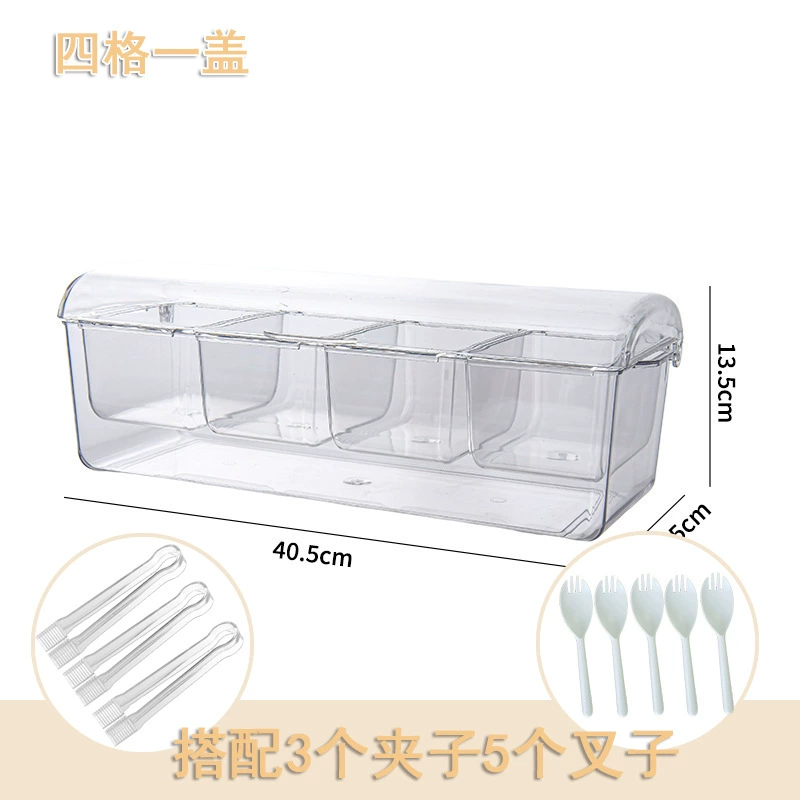 Kitchen storage box Double layer transparent rectangular with lid fresh storage box Sushi fruit salad food storage box Wholesale