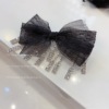 South Korean goods, hairgrip with bow with tassels, retro black hair accessory