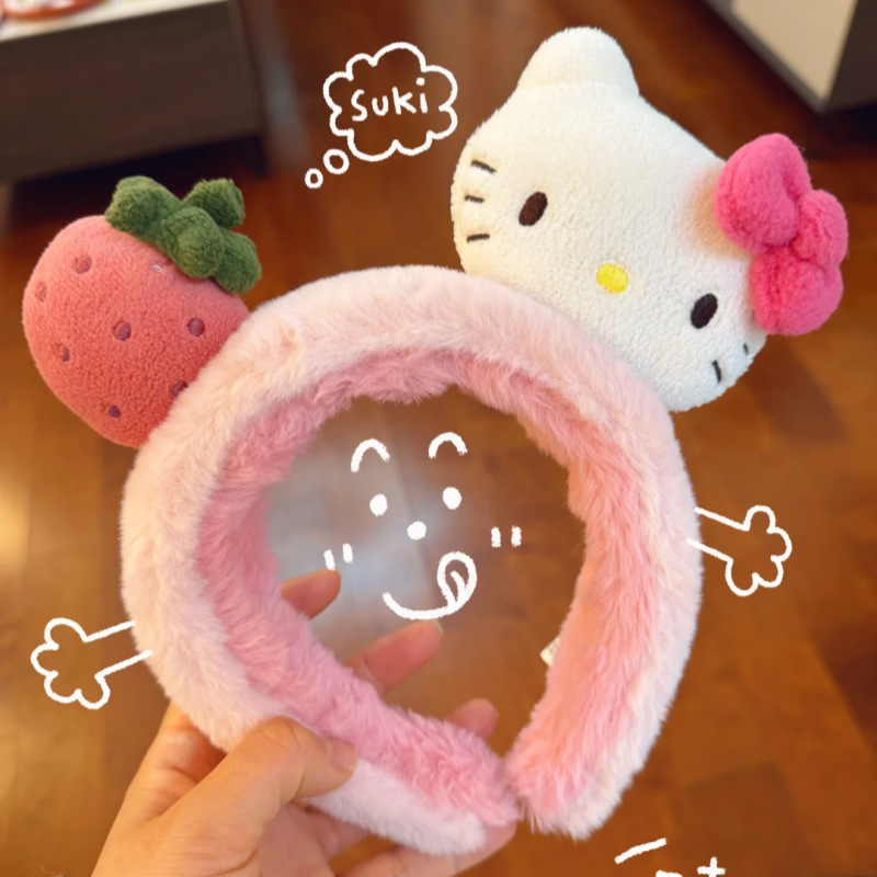 Otoño y invierno lindos estereoscópicos de peluche bandeja de cabello de dibujos animados orejas de gato orejas de conejo lavar la cara bandeja de cabello rojo al por mayor accesorios para el cabello