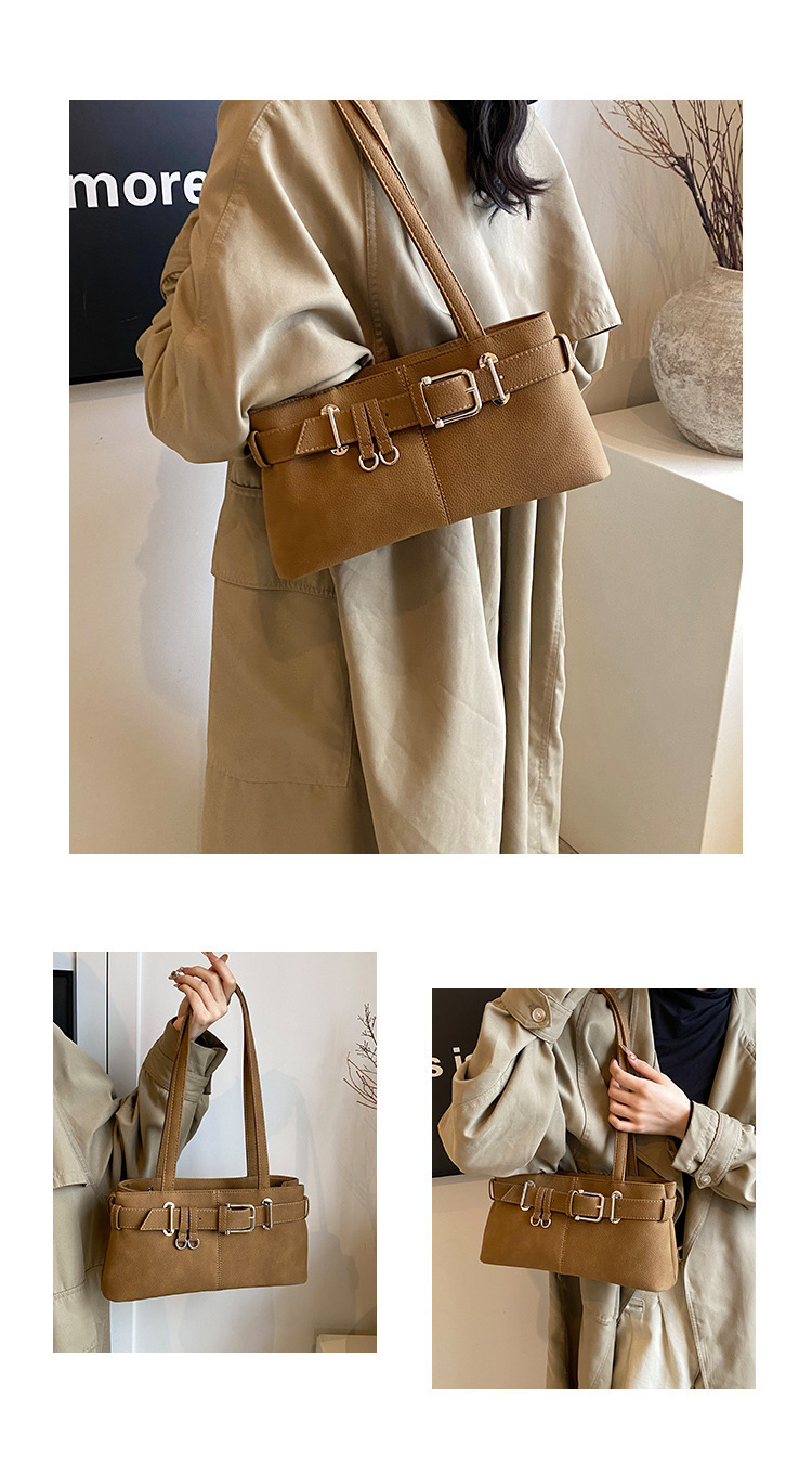 Belt Buckle Structured Zip Closure Shoulder Bag 17