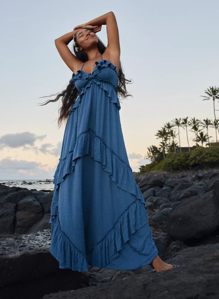 Ropa de mujer europea y americana 2024 verano nuevo estilo color sólido sexy tirantes con cuello en V sin espalda vestido largo mujeres comercio exterior al por mayor image 8