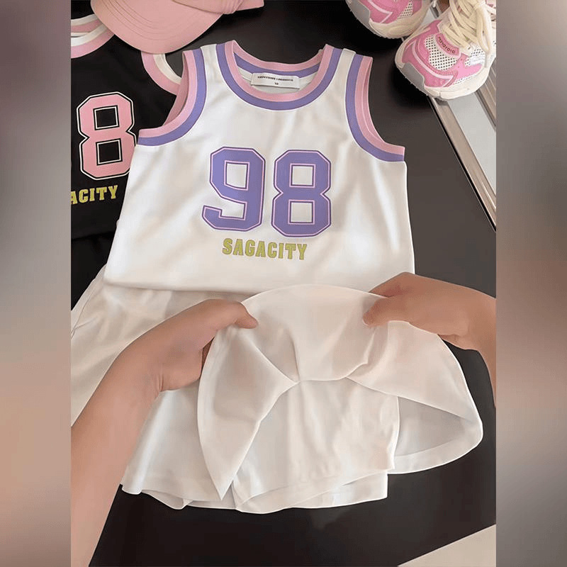 Girls' Quick-drying Vest suit Summer 2025 New Fashion Children's Sports Summer Clothes Girls' Culottes Basketball Clothes suit