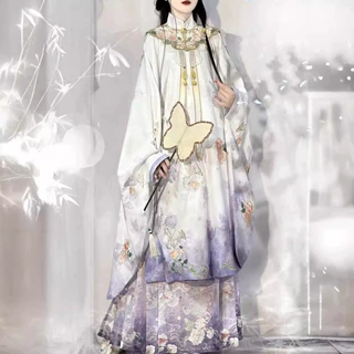 新款成人玫瑰予明制汉服女立领斜襟长衫重工刺绣云肩马面裙套装仙