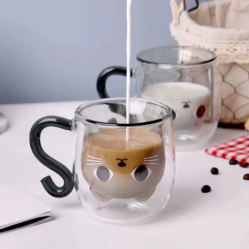 Креативная кружка с котиком, пластиковая кружка для воды с котиком, милая творческая кофейная кружка, бесплатная чашка, пара стеклянных кружек, коготь кота
