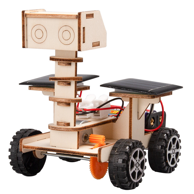 Tecnología para niños bricolaje pequeño hecho a mano coche de exploración lunar coche de juguete solar modelo físico experimento científico
