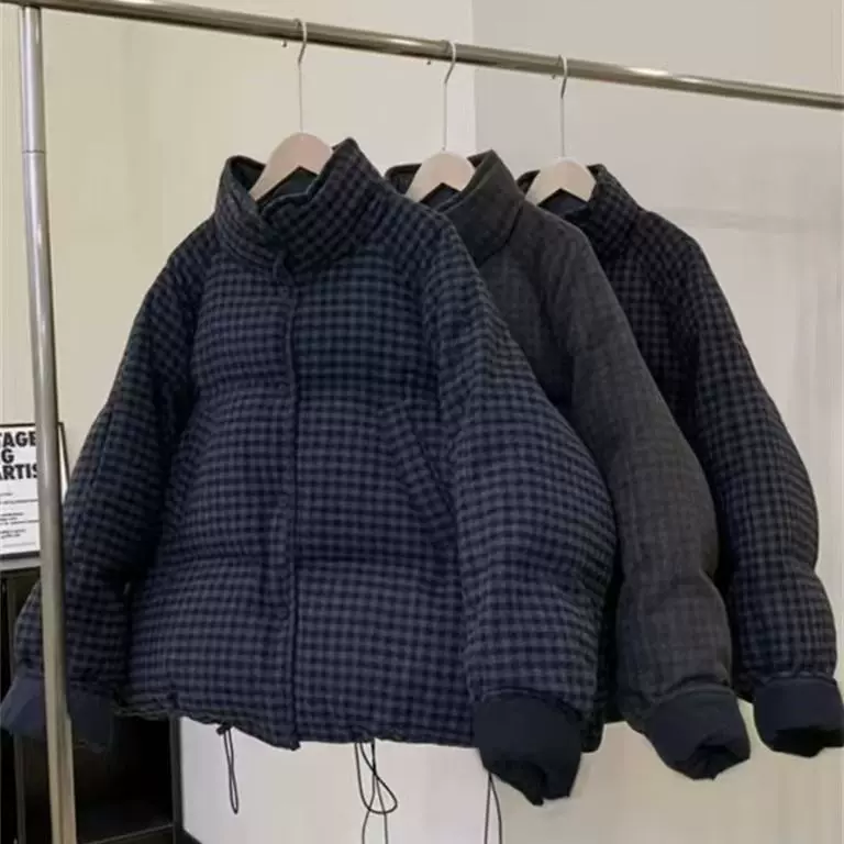 韩版复古格纹羽绒棉服女2025春季新款棉衣外套今年流行爆款棉袄潮