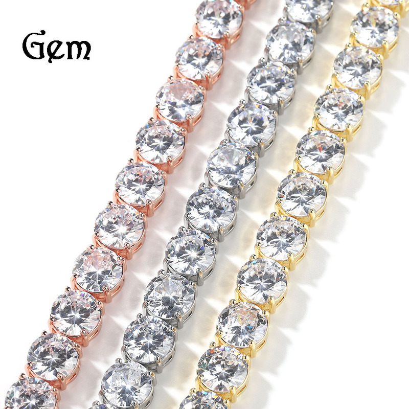 European and American fashion brand hip hop bracelet simple fashion 10mm a row of large zircon tennis chain men's bracelet jewelry wholesale
