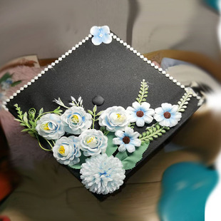 学士帽定制校徽手工diy仿真花材料包毕业典礼礼帽大学生绢花簪花-阿里巴巴