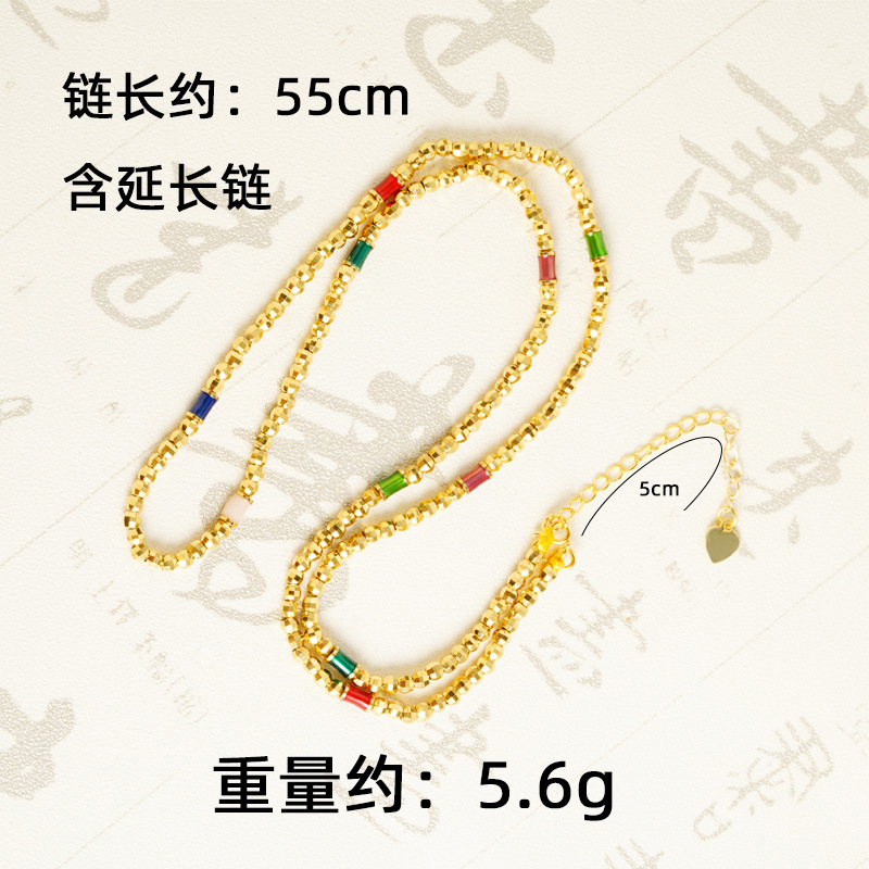 Collar de perlas láser de oro de oro de Vietnam temperamento de alta calidad de lujo ligero pulsera joyería accesorios al por mayor no se desvanecen