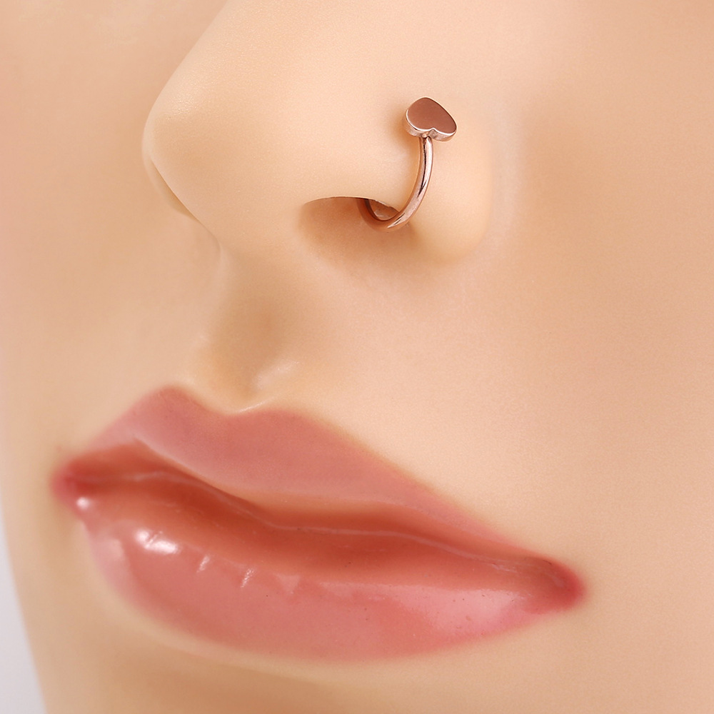 fashion temperament stainless steel no perforation piercing heart-shaped nose clip