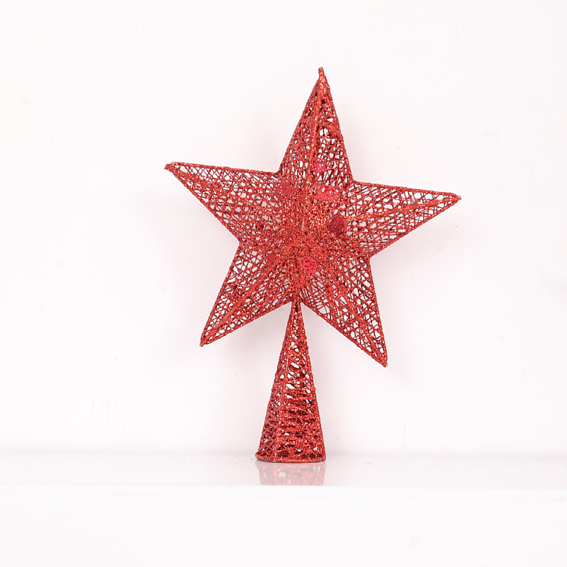 Decoración de estrella de techo de base dura navideña dedicada transfronteriza estrella de cinco puntas tridimensional brillo de hierro forjado suministros navideños de cinco estrellas