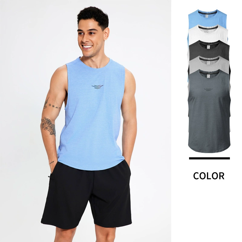 Новая летняя спортивная одежда для баскетбола для мужчин, дышащая быстросохнущая одежда, свободный жилет большого размера с круглым вырезом для фитнеса и бега, быстросохнущий