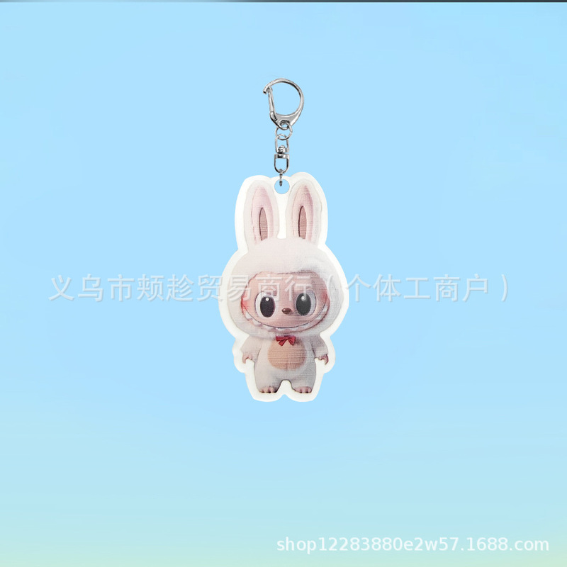 ラブブアクリル透明キーホルダー二次元バックパックペンダントかわいい小さなギフトアクセサリーキーホルダー卸売|undefined