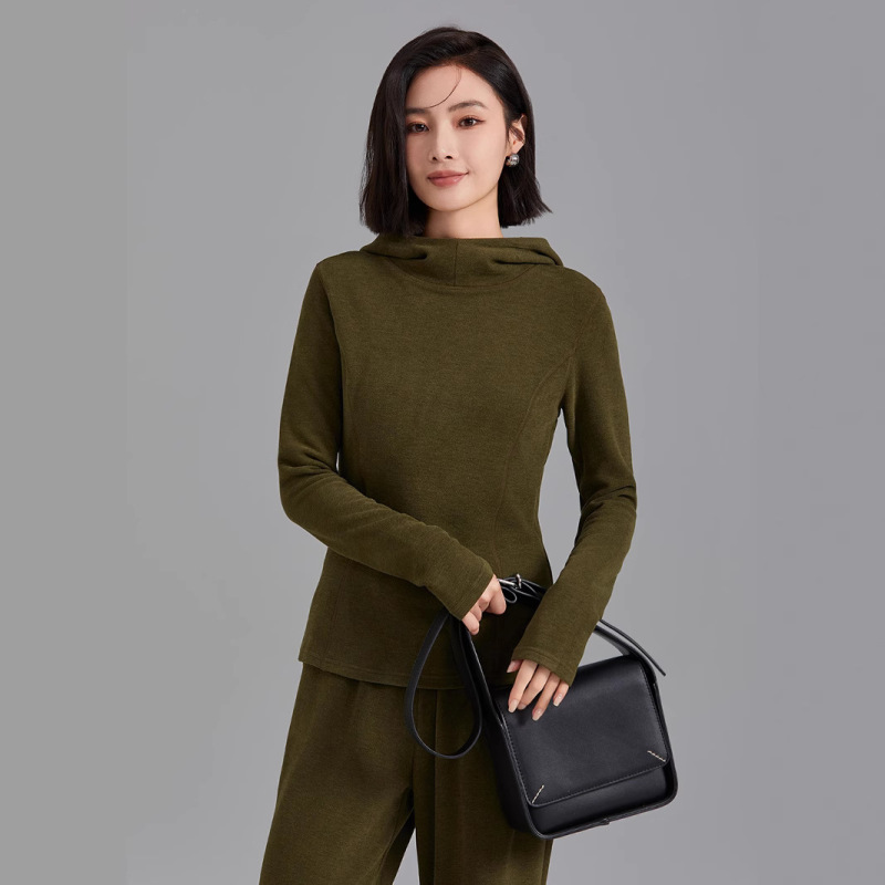 New Women's Spring and Autumn Single-Piece Hooded Sweatshirt, Soft and Comfortable for Outerwear, Solid Color Basic Pullover Hoodie