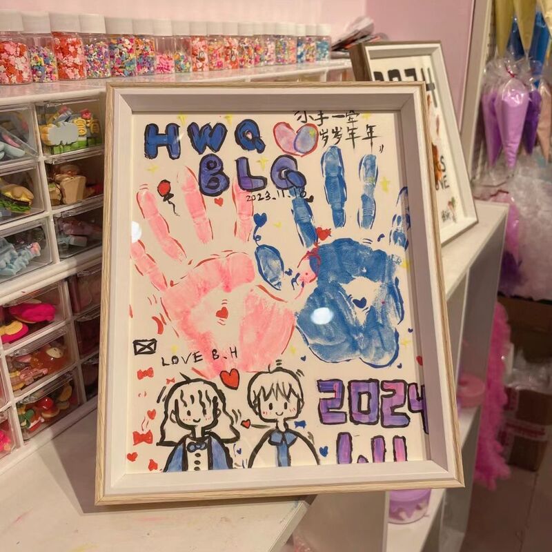 Couple Handprint Photo Frame DIY Handmade Gift Making for Boyfriend Valentine's Day 520 Girlfriend Commemorative Gift for Best Friend